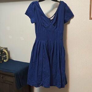 EShakti women’s dress Sz 10 Blue Jersey Smocked Waist, V neck, pockets. 💙